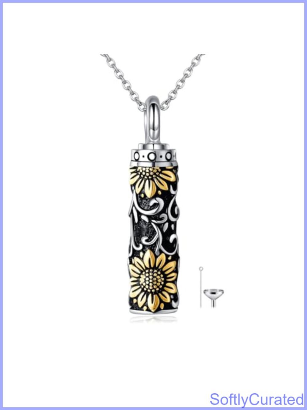 Sterling Silver Sunflower Urn Necklace for Ashes Memorial Jewelry for Women